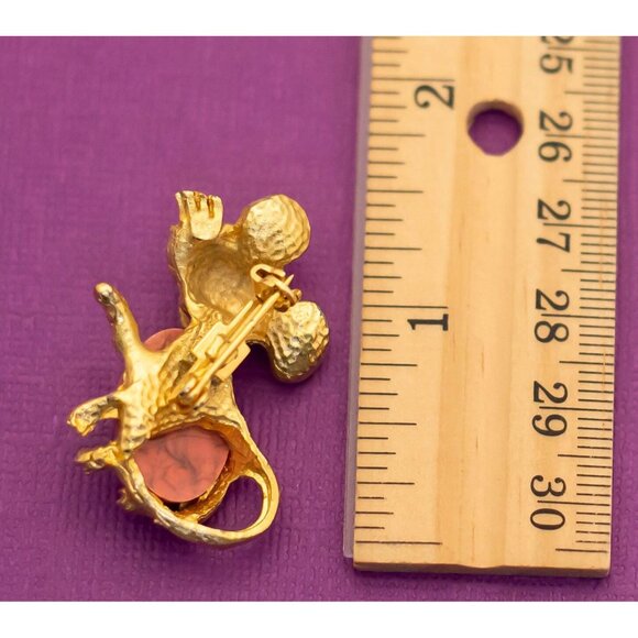 Vintage Mouse Stone Gold Tone Brooch - Q4 - Picture 3 of 3